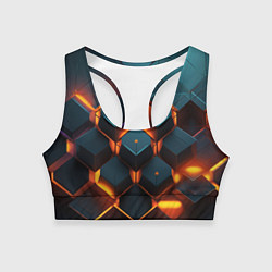 Топик спортивный женский Объемные кубы со светом, цвет: 3D-принт