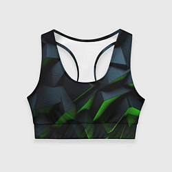 Топик спортивный женский Черные и зеленые плиты, цвет: 3D-принт