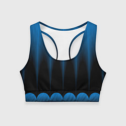 Топик спортивный женский Сине-черный градиент в полоску, цвет: 3D-принт