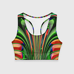 Топик спортивный женский Зеленые прожилки, цвет: 3D-принт