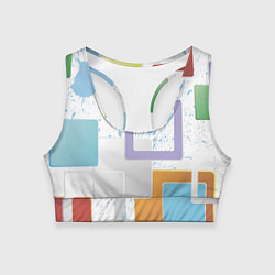 Топик спортивный женский Абстрактный фон красочные квадраты гранж, цвет: 3D-принт