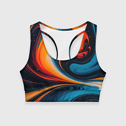 Топик спортивный женский Жидкая стихия огонь и вода, цвет: 3D-принт