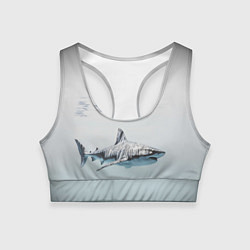 Топик спортивный женский Акула большая белая в толще воды, цвет: 3D-принт