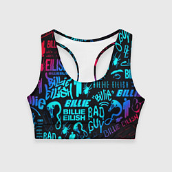 Топик спортивный женский Billie Eilish neon pattern, цвет: 3D-принт