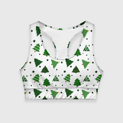 Топик спортивный женский Узор с зелеными елочками, цвет: 3D-принт
