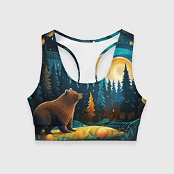 Топик спортивный женский Хозяин тайги: медведь в лесу, цвет: 3D-принт