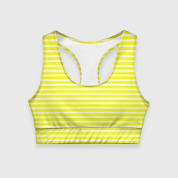 Топик спортивный женский Жёлтый с белыми полосками, цвет: 3D-принт