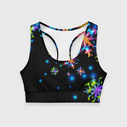 Женский спортивный топ Неоновые снежинки - Новый год