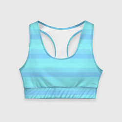 Топик спортивный женский Ровные полосы небесный, цвет: 3D-принт