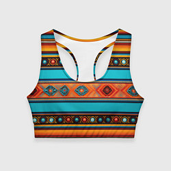 Топик спортивный женский Этнический принт в горизонтальную полоску, цвет: 3D-принт