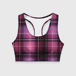 Топик спортивный женский Фиолетовая шотландская клетка, цвет: 3D-принт