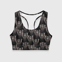 Женский спортивный топ Коты любят рок-музыку