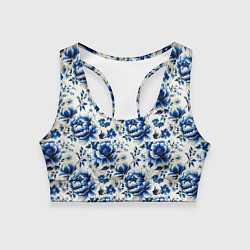Женский спортивный топ Гжель узор паттерн