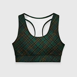 Топик спортивный женский Тёмно-зелёная диагональная клетка в шотландском ст, цвет: 3D-принт