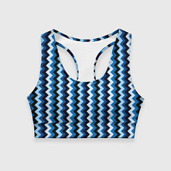 Топик спортивный женский Ломаные полосы синий, цвет: 3D-принт