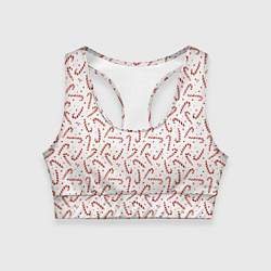 Топик спортивный женский Caramel cane new years pattern, цвет: 3D-принт