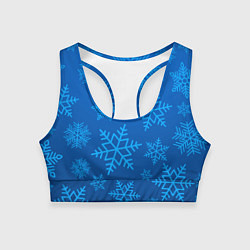 Топик спортивный женский Голубые снежинки, цвет: 3D-принт