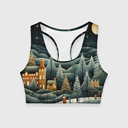 Топик спортивный женский Зима в городе ожидание праздника, цвет: 3D-принт