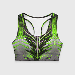 Топик спортивный женский Киберпанк доспех зелёный, цвет: 3D-принт