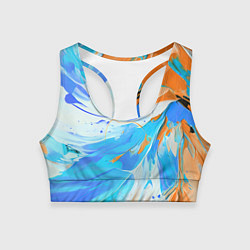 Топик спортивный женский Голубая и оранжевая краска, цвет: 3D-принт