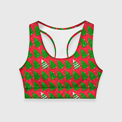 Топик спортивный женский Рождественские ёлки, цвет: 3D-принт