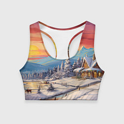 Топик спортивный женский Северное сияние веселья, цвет: 3D-принт