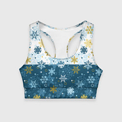 Топик спортивный женский Снежинки новогодние, цвет: 3D-принт