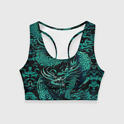 Топик спортивный женский Дракон бирюзового цвета, цвет: 3D-принт