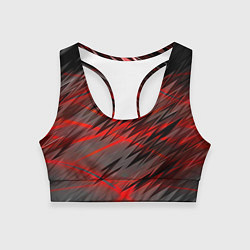 Топик спортивный женский Красные полосы надрезы, цвет: 3D-принт