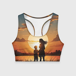 Топик спортивный женский Мать и дитя на закате, цвет: 3D-принт