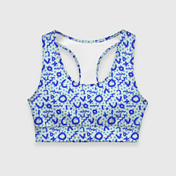 Топик спортивный женский Синие каракули, цвет: 3D-принт