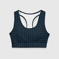 Топик спортивный женский Узоры чёрно-синий паттерн, цвет: 3D-принт