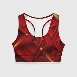 Топик спортивный женский Красный материал со складками, цвет: 3D-принт