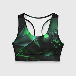 Топик спортивный женский Геометрическая текстурная зеленая абстракция, цвет: 3D-принт