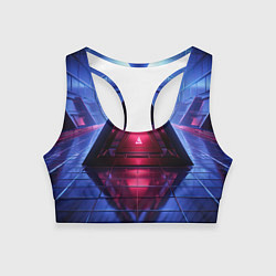 Топик спортивный женский Фиолетовое свечение за треугольной абстракцией, цвет: 3D-принт