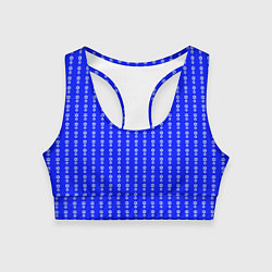Топик спортивный женский Синий полосы в цветочек, цвет: 3D-принт