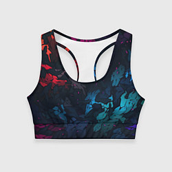 Топик спортивный женский Темная цветная абстракция пятнами, цвет: 3D-принт