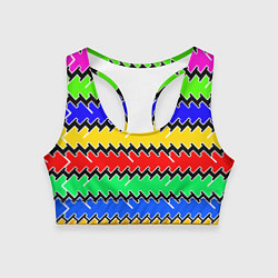 Топик спортивный женский Горизонтальные разноцветные линии, цвет: 3D-принт