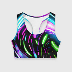 Топик спортивный женский Неоновая экспрессивная абстракция, цвет: 3D-принт