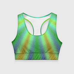 Топик спортивный женский Солнечные лучи абстракция зелёный, цвет: 3D-принт