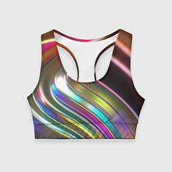 Топик спортивный женский Неоновый крученный металл разноцветный, цвет: 3D-принт