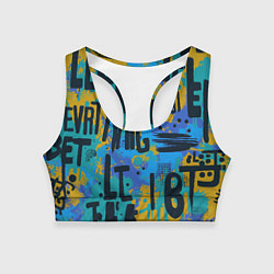 Женский спортивный топ Крупные буквы на цветном фоне