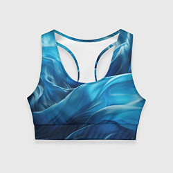 Топик спортивный женский Синие абстрактные волны, цвет: 3D-принт