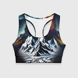 Топик спортивный женский Молнии и горы, цвет: 3D-принт