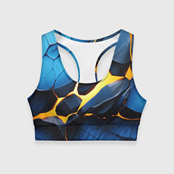 Топик спортивный женский Желтая лава на синих плитах, цвет: 3D-принт