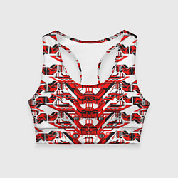 Топик спортивный женский Красно-белая техно броня, цвет: 3D-принт