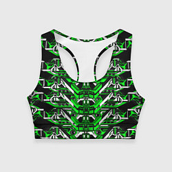 Топик спортивный женский Зелёно-белая техно броня, цвет: 3D-принт