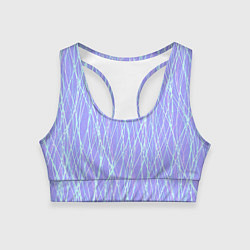 Топик спортивный женский Светлый сиреневый с неоновыми линиями, цвет: 3D-принт
