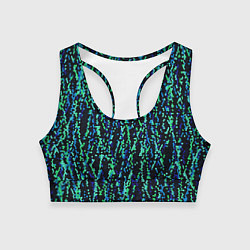 Топик спортивный женский Тёмный сине-зелёный паттерн мелкая мозаика, цвет: 3D-принт