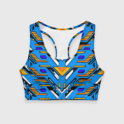 Топик спортивный женский Техно броня жёлто-синяя, цвет: 3D-принт